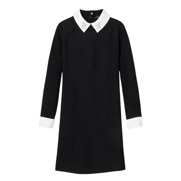 Victoria Beckham for Target Women's Black Polyester White Collared Bunny Dress - Picture 3 of 12